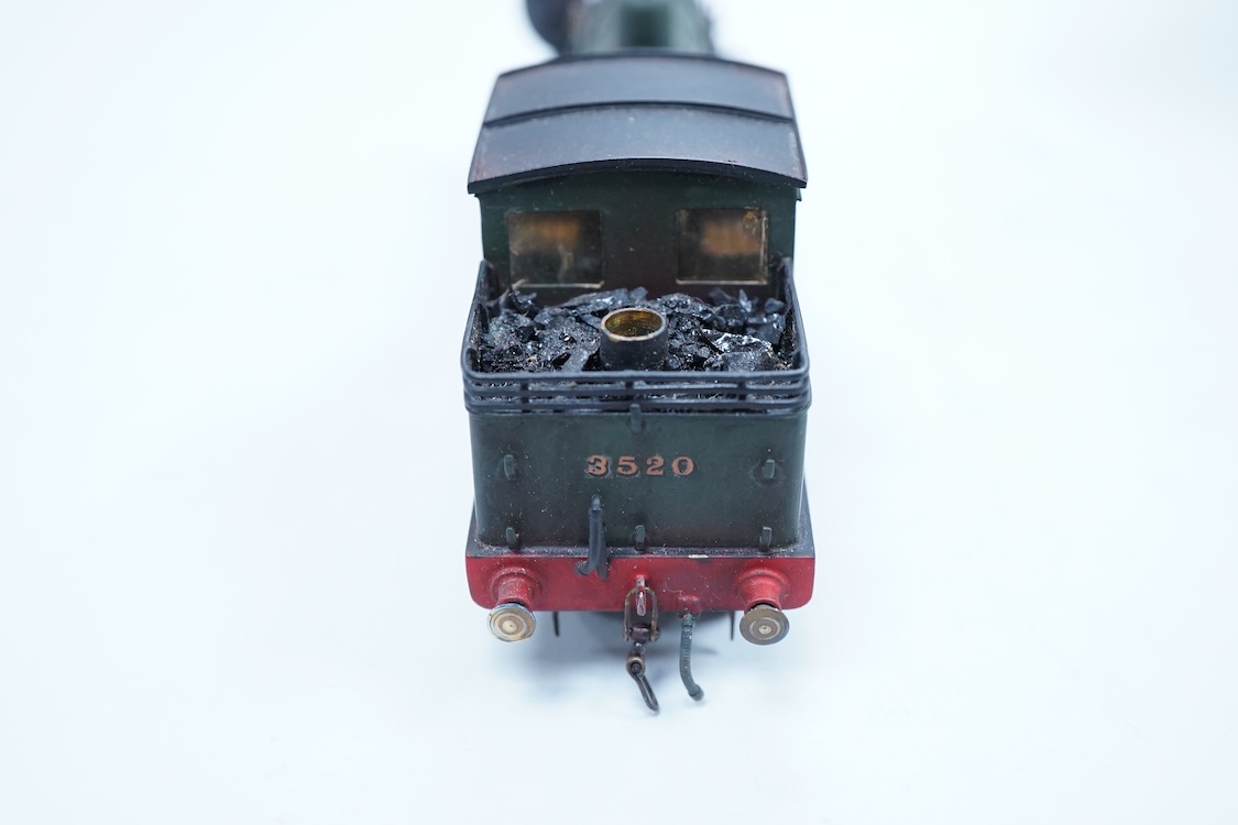 An EM gauge scratch built model railway locomotive by John Worsley, a Southern Railway Adams Radial 4-4-2T, 3520, a detailed model with opening smoke box door showing the details of the blast pipe and boiler tube ends, s